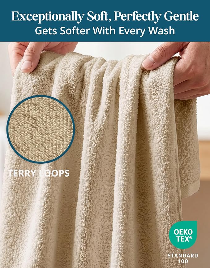 Casa Platino Bathroom Hand Towels - 4 Pack (16"x28"), 100% Ringspun Cotton Hand Towel Set - Soft, Lightweight, Fade & Shrink Resistant - Everyday Use, Face Towels for Bathroom, Gym and Travel - Taupe