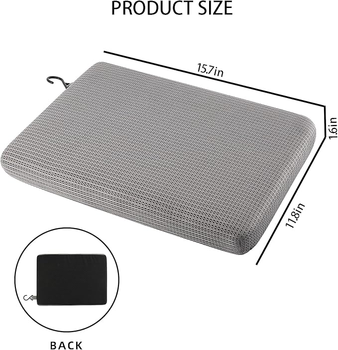 Shower Seat Cushion, Bath Chair Cushion, Bathtub Cushion for Soaking Tub, Non Slip Pad, Shower Safety Mat, Sauna Seat Cushion (Grey)