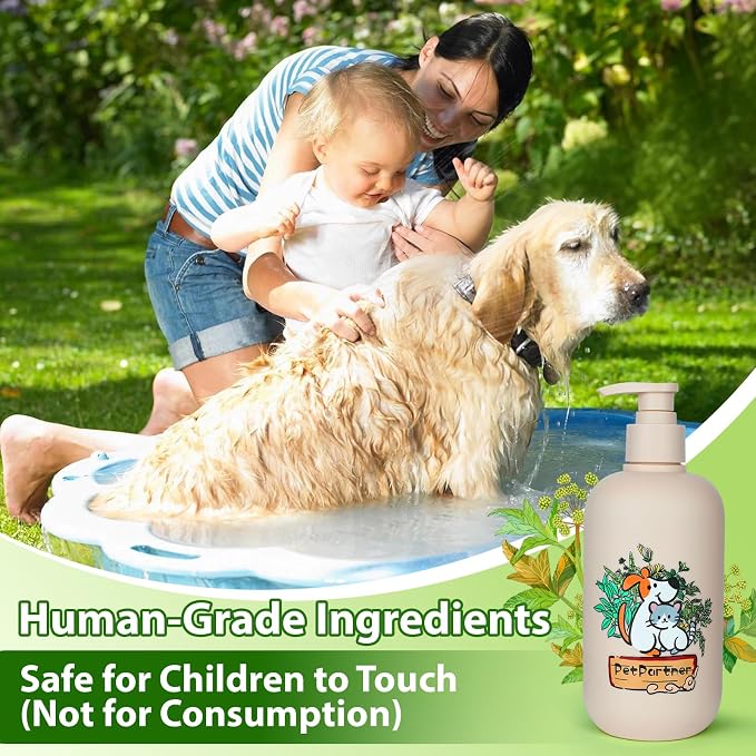 Cat and Dog Shampoo Conditioner, Hypoallergenic Medicated Puppy Shampoo，Veterinary Formula Dog Shampoo for Allergies and itching，Itchy Skin Relief for Smelly Dogs, Natural Sensitive Skin Care