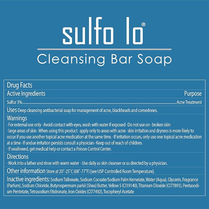 Cleansing Bar Soap with Sulfur for Face and Body,3.5 Ounce,(Pack of 2)