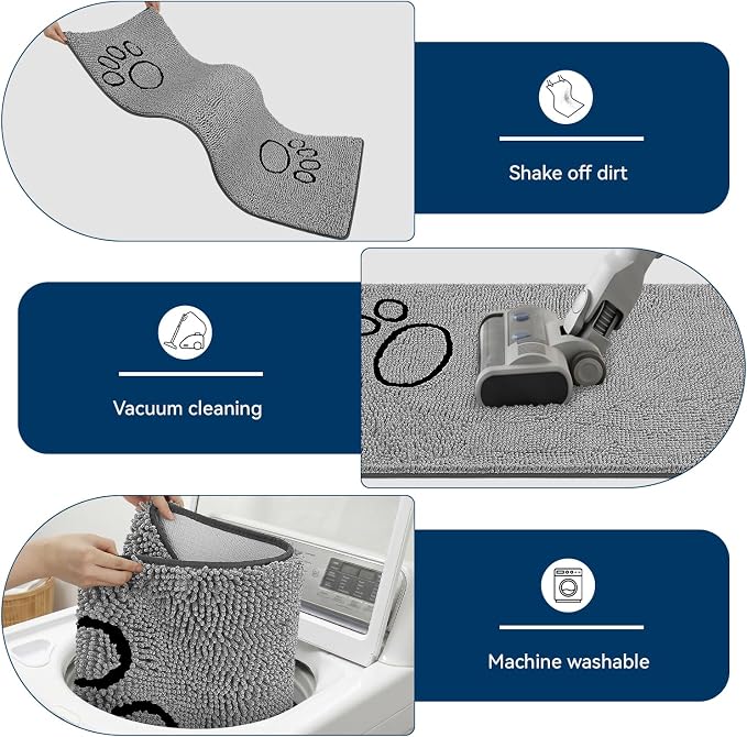 Bcoimo Super Absorbent Dog Door Mat, 60"*24" Anti Slip Mat for Muddy Paws, Pet Rugs for Dirty Paws Washable that Absorbs Moisture and Dirt, for Dog Cage and Pet Resting Carpet