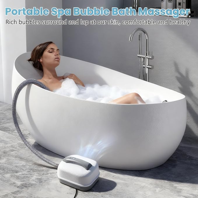 6 Levels Adjustable Portable Spa Bubble Bath Mat | Full Body Spa Bubbling Bath Non-Slip Mat with Remote & Pillow | Electric Air Pump & Bathtub Bubble Machine Bubble Bath Mat