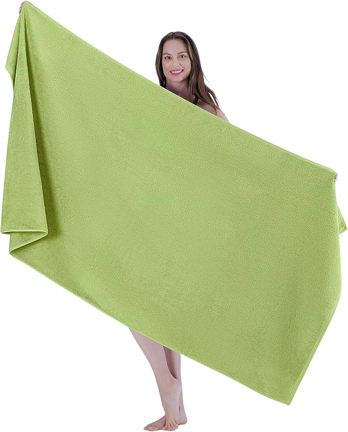 SALBAKOS Luxury 100% Turkish Cotton 40x80 in Extra Large Beach & Bath Towels | Oversized Bath Sheets | Premium Hotel Quality Thick Soft Absorbent Turkish Towel (Pack of 1, Green, Jumbo Bath Sheet)