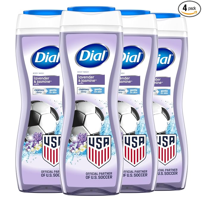 Dial Body Wash, Hydraclean Complex & Vitamin E, Gentle, Leaves Skin Feeling Nourished, Dermatologist-Tested, No Parabens & Sulfates, Calm & Soothe, Lavender & Jasmine Scent, 16 fl Oz (Pack of 4)