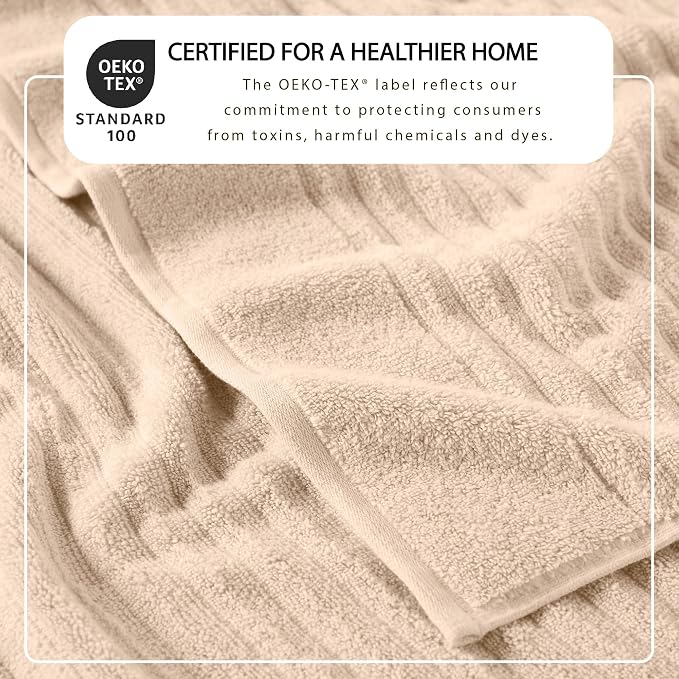 Great Bay Home 4 Pack Bath Towel Set - 100% Cotton Towels - Absorbent & Quick-Dry Towels for Bathroom (Dune)