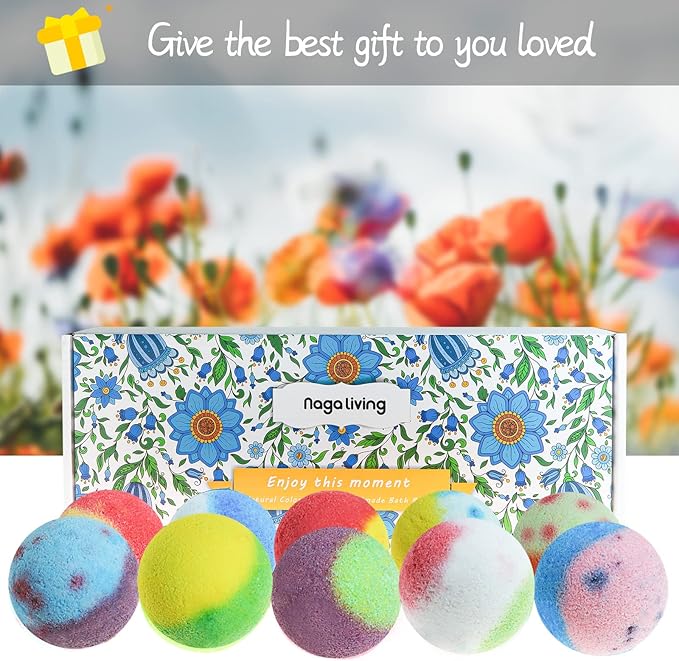 Bath Bombs Gift Set, 10 Organic Bubble Bombs, for Valentine’s Day, Christmas