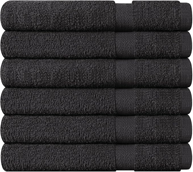 Towel and Linen Mart 100% Cotton Grey 6 Pack Medium Bath Towel Set, Quick Dry, Super Absorbent, Light Weight, Soft Feel, Premium Towels for Hotel, Spa and Bathroom (24 X 48 6 Pack, Grey)