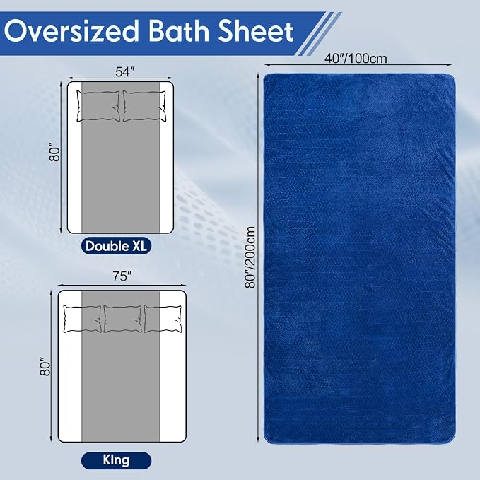 SmoothNovelty 4 Pack Bath Sheets 40 x 80 Inch Oversized Jumbo Extra Large Towels Quick Dry Coral Fleece Absorbent Soft Lightweight XL Shower Towels for Home Gym Travel Beach Spa Pool Hotel (Navy Blue)