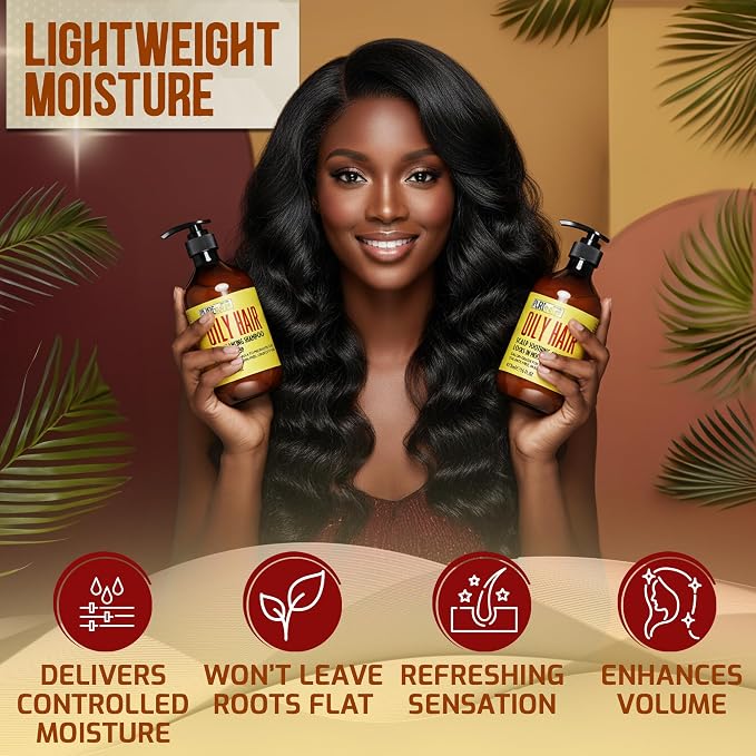 Oily Hair Shampoo and Conditioner Set - Sulfate Free Moisturizing Cleanse for Oily, Flaky Scalps - Fights Dandruff and Itchiness - Salon Professional Formula - For Men and Women - 16 Fl Oz (Set of 2)