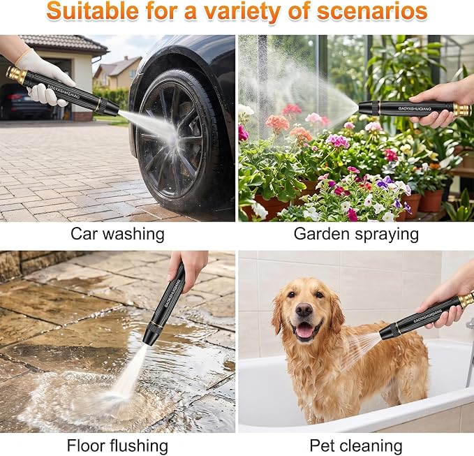 High Pressure Car Wash Nozzle – 2026 Upgraded Garden Hose Sprayer with Quick Connect,Heavy Duty for Car Wash,Showering Pets,Garden Watering & Outdoor Cleaning