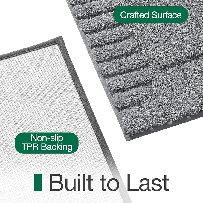 LUMI Bathroom Rugs Non Slip with Rubber Backing, Extra Soft Plush Microfiber Bath Rug Absorbent, Machine Washable Bath Mat Quick Dry for Tub, Shower, Dark Grey, 16"x24"