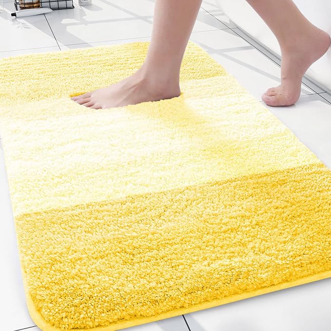 Arotive Microfiber Bathroom Rugs, Shaggy Soft and Absorbent Bath Rug, Thick Plush Machine Washable Dry Bath Mats for Bathroom, Tub and Shower, 30x20, Yellow, Rectangular