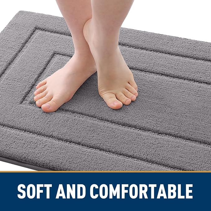 Smiry Dog Door Mat for Muddy Paws, Absorbs Moisture and Dirt, Low-Profile Entryway Mat with Non-Slip Backing, Entry Indoor Outdoor Doormat for Inside Floor (40x32 Inches, Grey, Bordered)