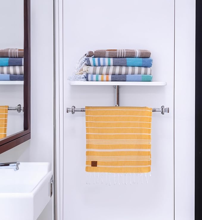 Gold CASE Turkish Hand Towels for Bathroom Set of 6 – 20 x 40'' – 100% Cotton Bathroom Hand Towels – LYCIA Towel for Spa, Face, Tea & Dishcloth – Decorative Cloth – Black