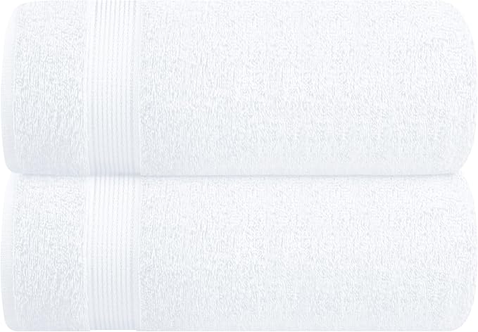 Belizzi Home Cotton 2 Pack Oversized Bath Sheet 35x70, Large Bath Sheet, Ultra Soft, Absorbent, Compact, Eco-Friendly, Recyclable, Quick Drying and Lightweight Towel - White