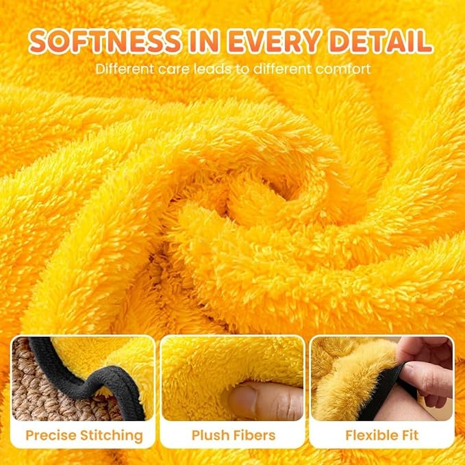 Pet Grooming Gloves – Dog & Cat Bath Gloves with Quick-Dry Absorbent Microfiber, Gentle Bathing & Drying Gloves for Washing, Massaging & Shedding, 10.2x7.9x0.79in (Yellow,2)