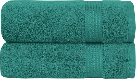 Elegant Comfort Premium Turkish Cotton 2 Pack Bath Towel Set - 27 x 54 inch, Luxurious Hotel Spa Quality 100% Turkish Cotton 2PC Bath Towel Set - Highly Absorbent - Soft Bathroom Towels, Turquoise