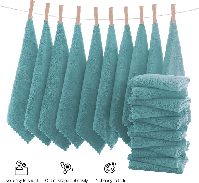 MOONQUEEN Ultra Soft Premium Washcloths Set - 12 x 12 inches - 72 Pack - Quick Drying - Highly Absorbent Coral Velvet Bathroom Wash Clothes (Teal)