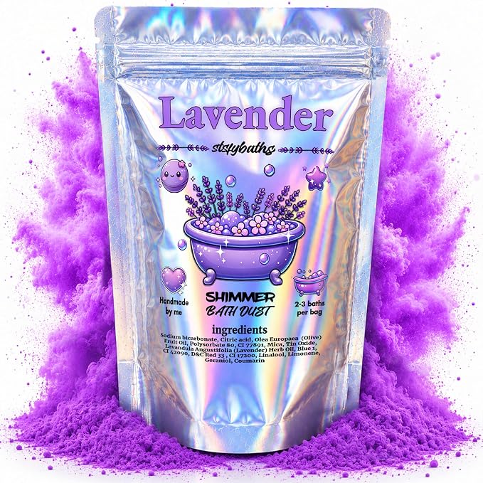 Purple Lavender Shimmer Bath Bomb in A Bag - Handmade Scented Bath Bombs for Women,Kids and Men - Bulk Bathbomb Fizzies Perfect for Boys and Girls All Ages (Small, Purple)