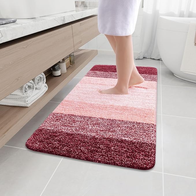 Arotive Microfiber Bathroom Rugs, Shaggy Soft and Absorbent Bath Rug, Thick Plush Machine Washable Dry Bath Mats for Bathroom, Tub and Shower, 44x24, Burgundy, Rectangular