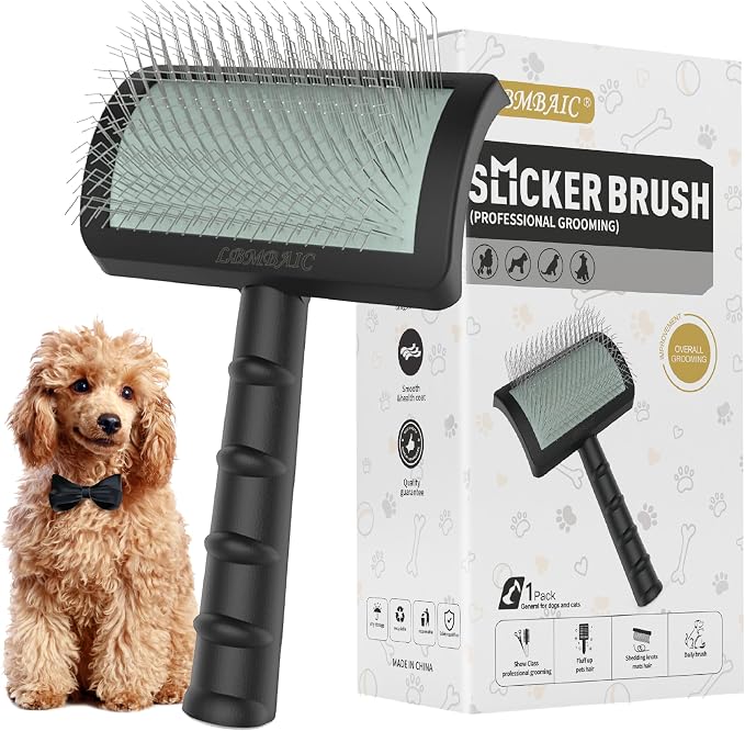 Dog Slicker Brush for Poodles,Doodles,Goldendoodles Grooming Fluffy Shedding Tangles Mats Knots Easy and Quick Best Dog Slicker Brush for Long Thick Curly Coat Labradoodles Dematting.25mm(1'')