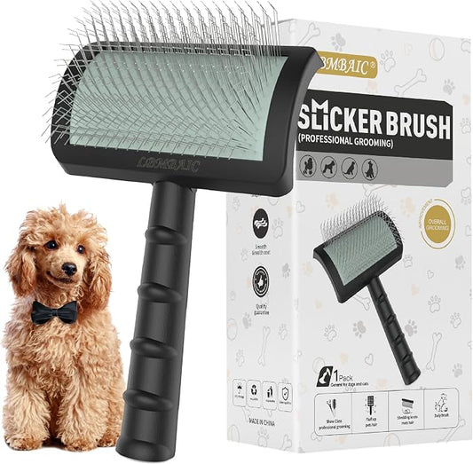 Dog Slicker Brush for Poodles,Doodles,Goldendoodles Grooming Fluffy Shedding Tangles Mats Knots Easy and Quick Best Dog Slicker Brush for Long Thick Curly Coat Labradoodles Dematting.25mm(1'')