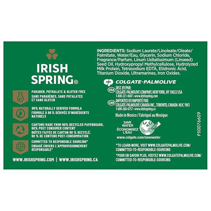 Irish Spring Bar Soap for Men,Moisture Blast,3.7 Oz,(Pack of 48)