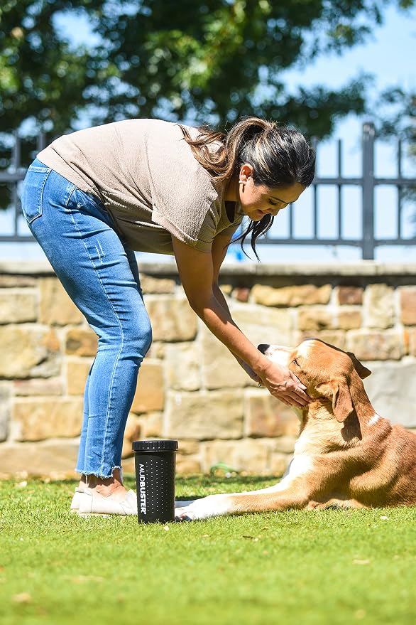 Dexas MudBuster Large Dog Paw Cleaner, Matte Black, Fits 2.5"-3.5" Wide Paws, Gentle Silicone Bristles for Quick, Easy Cleaning (Pack of 6)