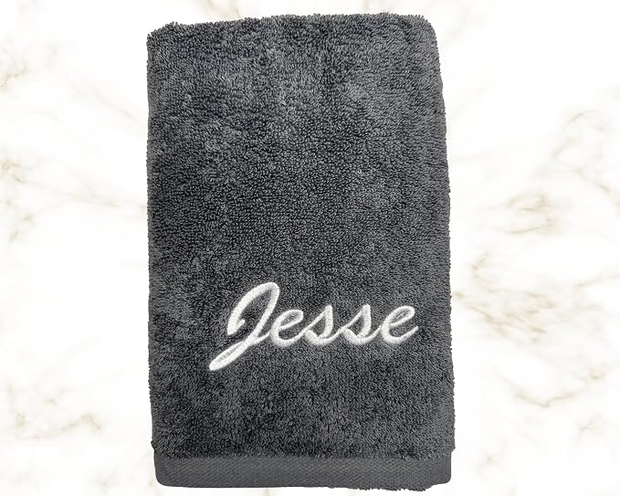 Personalized Towels - Customized Turkish Hand Towel - Custom Cotton Towel Set - Monogrammed Towels with Initials Name Embroidery - Set of 2 - Towels for Gym (Anthracite, Hand Towels - Set of 2)