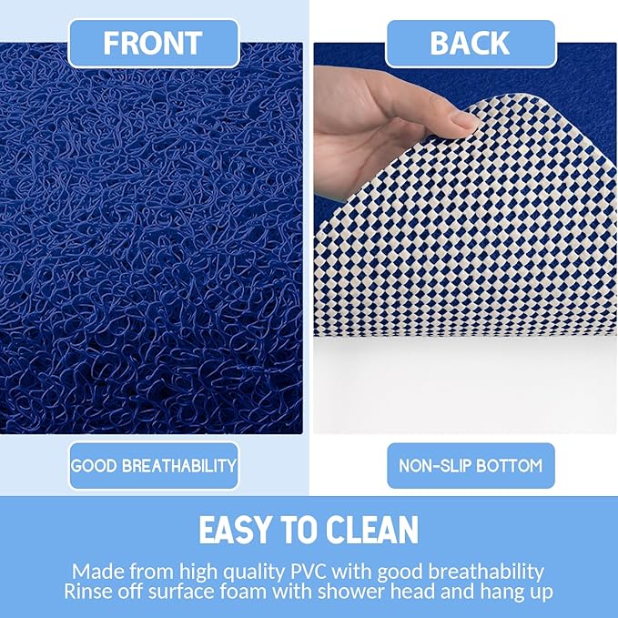 Hargiis Non-Slip Bathtub Mat, Anti Slip Shower Mat, Fast Drying Bathtub Mats, Foot Scrubber Mat, Anti Slip Mat for Tub, Floor, Bathroom, Kitchen, Home, Hotel (Navy Blue 40"×16")