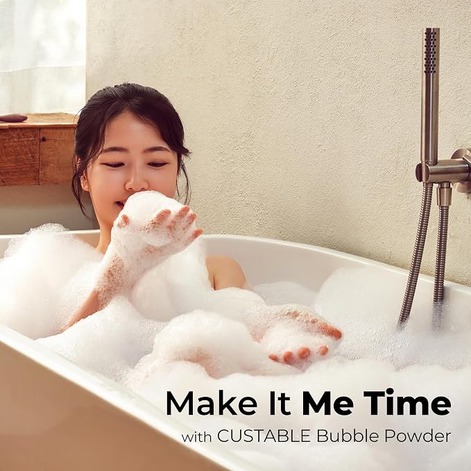 Bubble Bath Powder - Rose (Rosewood & Fresh Green Leaves), Rich & Fluffy Bubbles for Kids & Family, Gentle for Sensitive Skin, Measuring Cup Included, Family Value Size 24.7 oz (700 g)