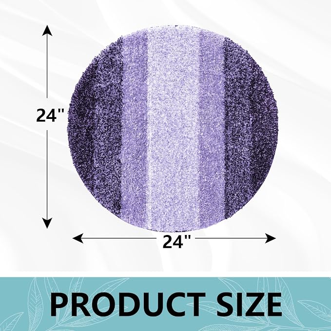Arotive Microfiber Bathroom Rugs, Shaggy Soft and Absorbent Bath Rug, Thick Plush Machine Washable Dry Bath Mats for Bathroom, Tub and Shower, 24x24, Dark Purple, Round