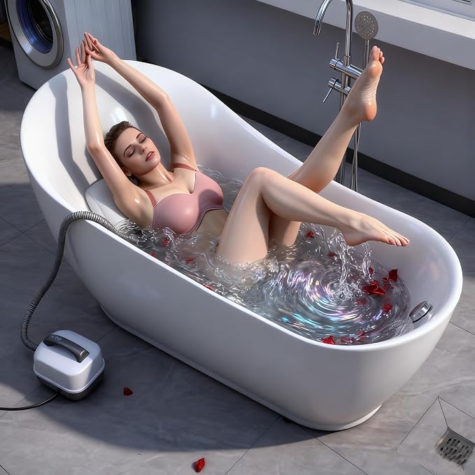 6 Levels Adjustable Portable Spa Bubble Bath Mat | Full Body Spa Bubbling Bath Non-Slip Mat with Remote & Pillow | Electric Air Pump & Bathtub Bubble Machine Bubble Bath Mat