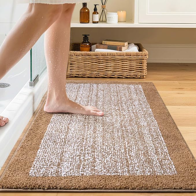 36x24 Large Bathroom Rugs Washable Non Slip, Coffee Bath Mat for Bathroom Floor Tub, Soft Absorbent Quick Dry Mats for Shower, Bathtub,Home Decor