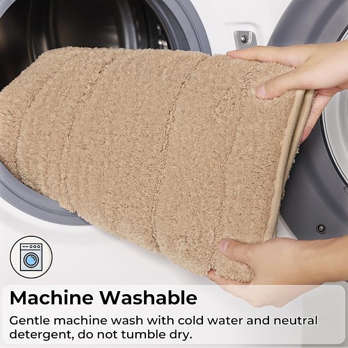 GRANNY SAYS Bathroom Rugs Sets 2 Piece,Soft Bath Mats for Bathroom, Bath Rugs Non Slip Washable, Absorbent Bath Rug for Tub, Shower and Toilet, Bath Mat Set (Khaki, 20" x 32" + 16" x 24")