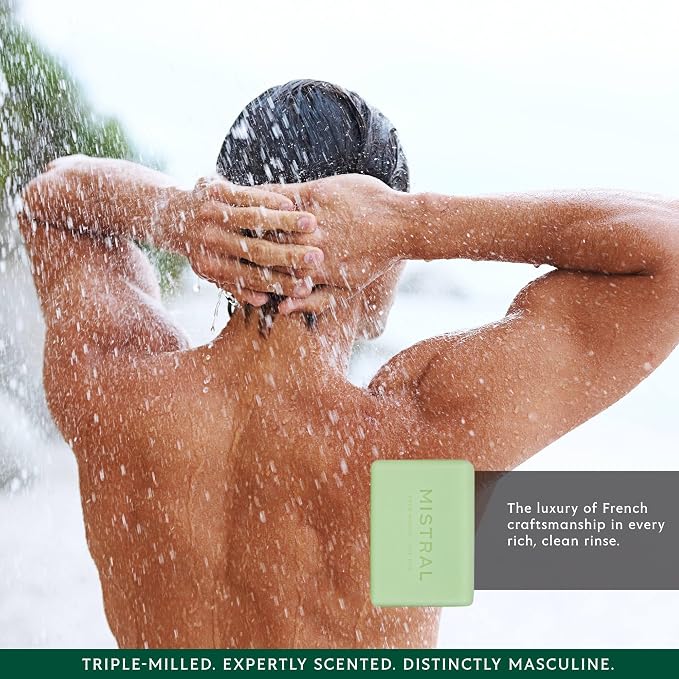 Mistral Golf Valbonne Luxury Men’s Soap | Citrus, Mint, Lavender & Moss Scent Men’s Natural Soap Bar | Paraben & Phthalate-Free | Moisturizing Triple-Milled Bar | Made in France, 7 oz