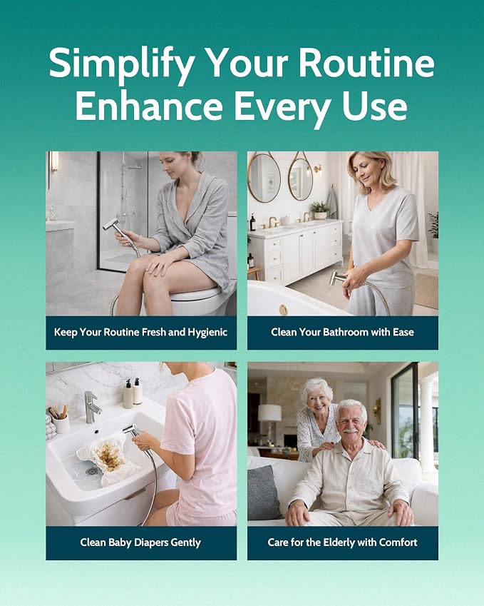 Handheld Bidet Sprayer for Toilet-Adjustable Water Pressure Jet Spray with Bidet Hose for Feminine Wash, Stainless Steel Muslim Shower Toilet Bidet Cloth Diaper Sprayer Set, Used for RV Toilets