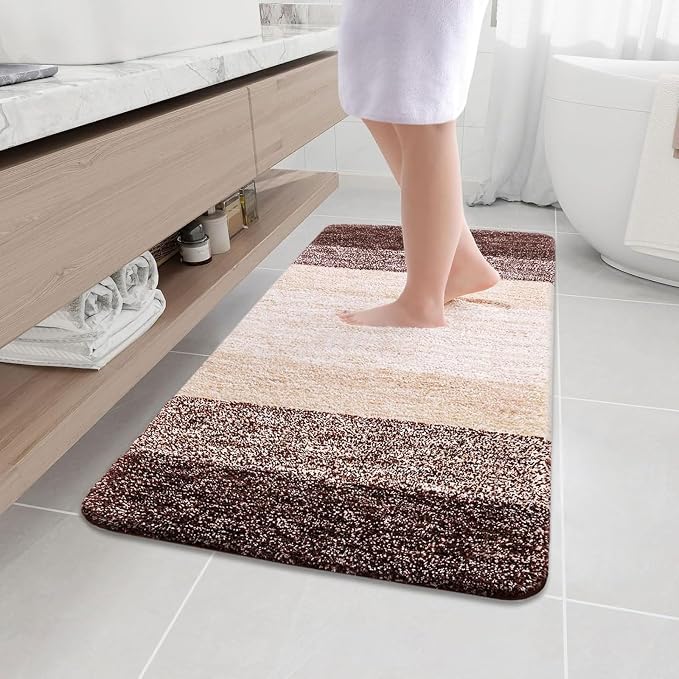 Arotive Microfiber Bathroom Rugs, Shaggy Soft and Absorbent Bath Rug, Thick Plush Machine Washable Dry Bath Mats for Bathroom, Tub and Shower, 45x27, Brown, Rectangular