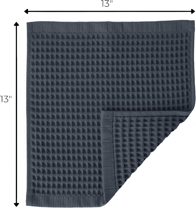 Waffle Washcloths Set of 8 Anthracite - Premium Quality 100% Turkish Cotton Face Washcloth, Soft Makeup Towel, Shower Cloth, Kitchen Towel (Anthracite, Set of 8 Washcloths)