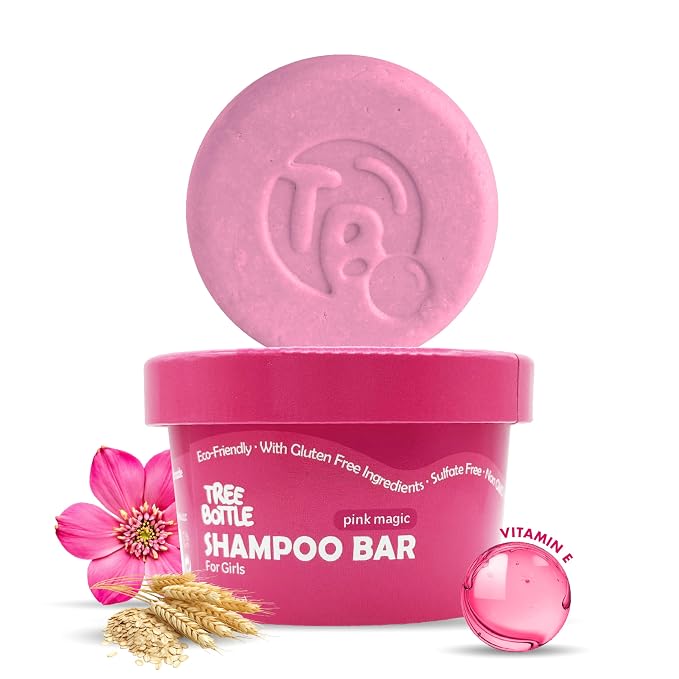 Tree Bottle Hydrolyzed Oat Protein + Squalane Shampoo Bar for Girls - 4.5oz - For all Hair Types - Gentle on sensitive Eyes & Scalp - Natural, Tear-Free, Sulfate & Paraben-Free - Made in USA - 4.5oz
