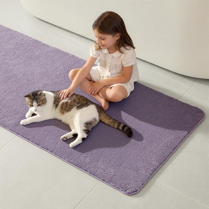 TYUU Large Bathroom Rugs, Ultra Soft Super Absorbent Bath Rugs Non Slip Washable Quick Dry Bath Mat with Rubber Backing for Bathroom Floor, Shower, or Sink, Lavender 3' x 4'