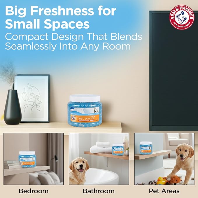 Arm & Hammer for Pets Air Care Pet Scents Deodorizing Gel Beads, Pet Odor Eliminator for Rooms Closets and Small Spaces with Long Lasting Odor Control, Fresh Breeze Scent, 12 oz