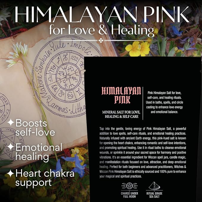Pink Himalayan Salt for Love, Self-care, and Healing Rituals – Himalayan Pink Salt Ideal for Baths, Spells, and Circle Casting – 5 Oz Bag, Witches & Wiccan