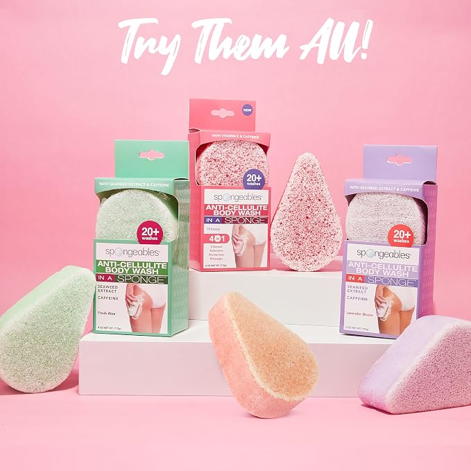 Spongables Pedi Scrub Foot Exfoliating 20+ Wash Sponge, Ocean Breeze, 3 Count