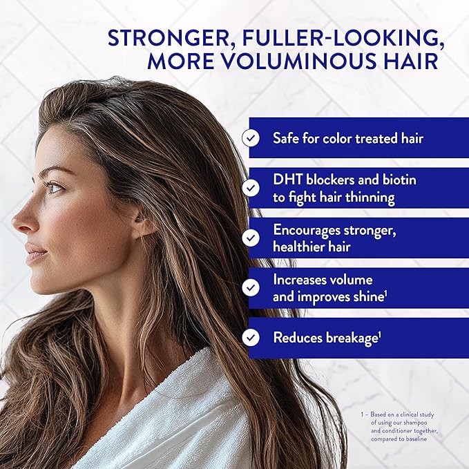 Routine Wellness Anti-Thinning Shampoo & Conditioner - Lilac & Winter Rose | Clinically tested shampoo for thinning hair with biotin, pea peptides, saw palmetto oil, color safe, sulfate free