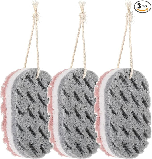 Dimeho 3PCS Bath Sponge for Women Soft Bath Sponge Gentle Sponge Loofah Body Scrubber Shower Sponge for Body Wash Bathroom Deep Cleansing Bathing Sponge Bathing Accessories