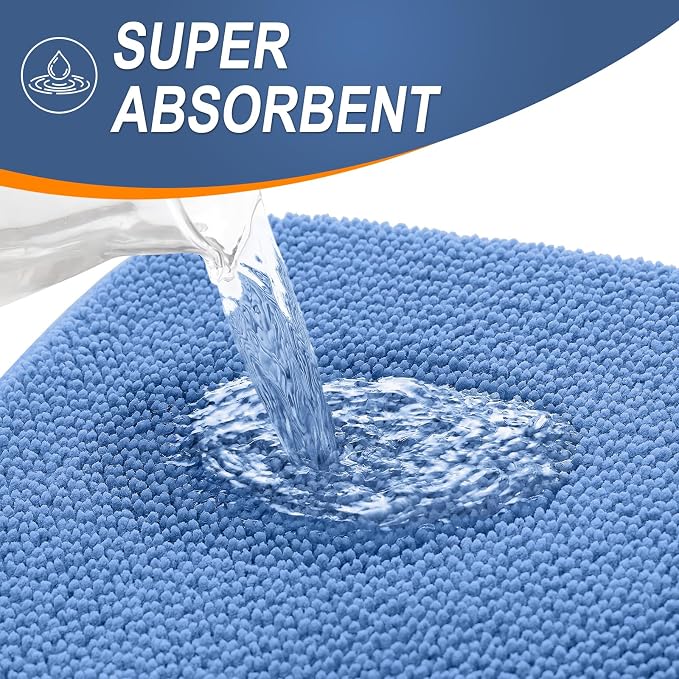 OLANLY Thick Memory Foam Small Bathroom Rugs 24x16, Extra Soft Absorbent Bath Rug, Quick Dry Bath Mat, Non-Slip, Machine Washable Mat for Floor, Tub and Shower, Home Decor Accessories, Cornflower Blue