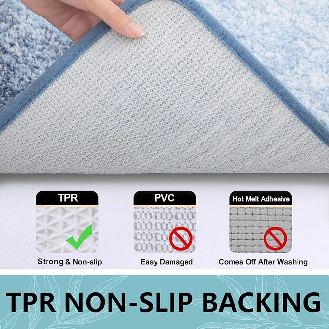 Arotive Microfiber Bathroom Rugs, Shaggy Soft and Absorbent Bath Rug, Thick Plush Machine Washable Dry Bath Mats for Bathroom, Tub and Shower, 24x16, Light Blue, Rectangular