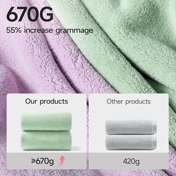 REDKISS Pack of 6 Towel Set - 2 Extra Large Bath, 2 Hand, 2 Washcloths, Ultra Soft & Highly Absorbent, Quicker to Dry, Green Towels for Bathroom, Spa, Hotel, Gym