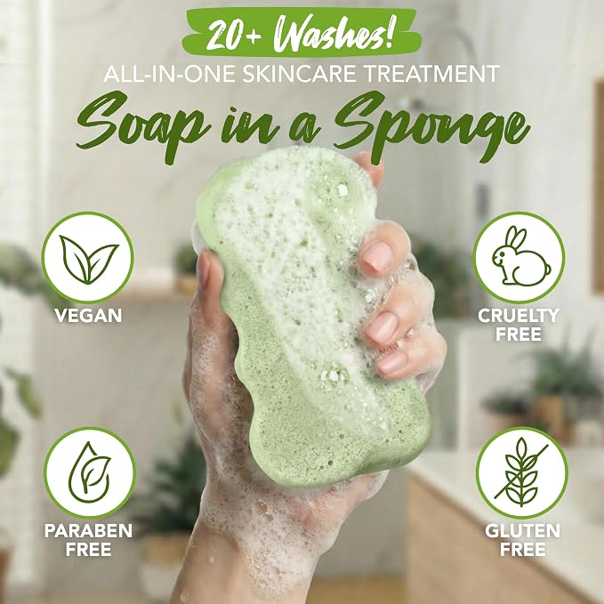 Spongeables Body Wash in a 20+ Wash Sponge, Cool Cucumber, 3 Count